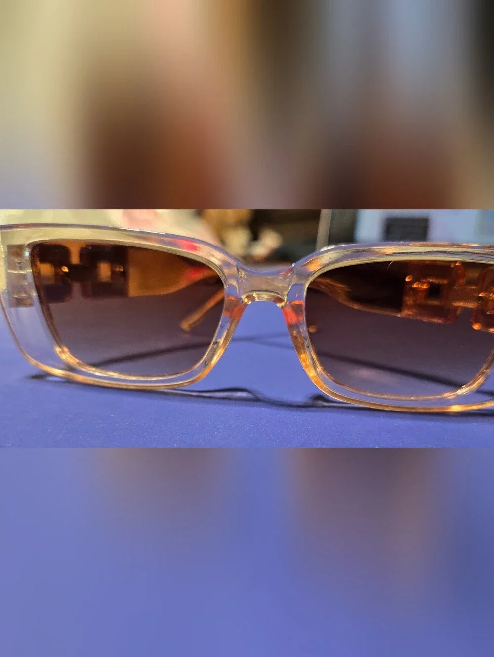 Transparent Amber Sunglasses with Brown Lenses